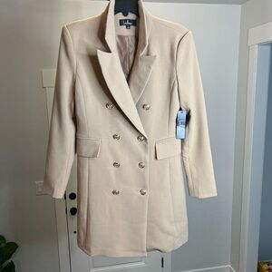 Lulu's Cream Trench Coat Classic Wool-Blend
